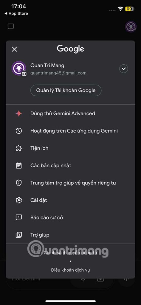 Quản lý Gemini iPhone