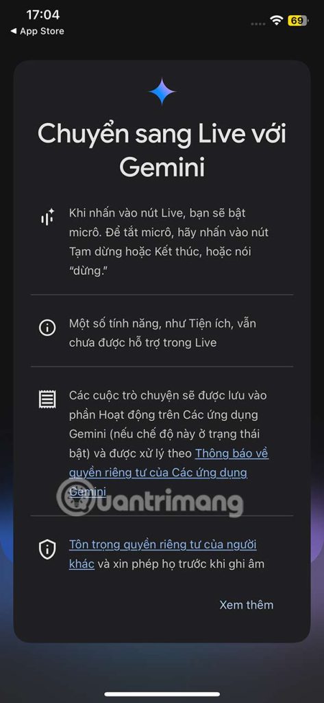 Sử dụng Gemini Live