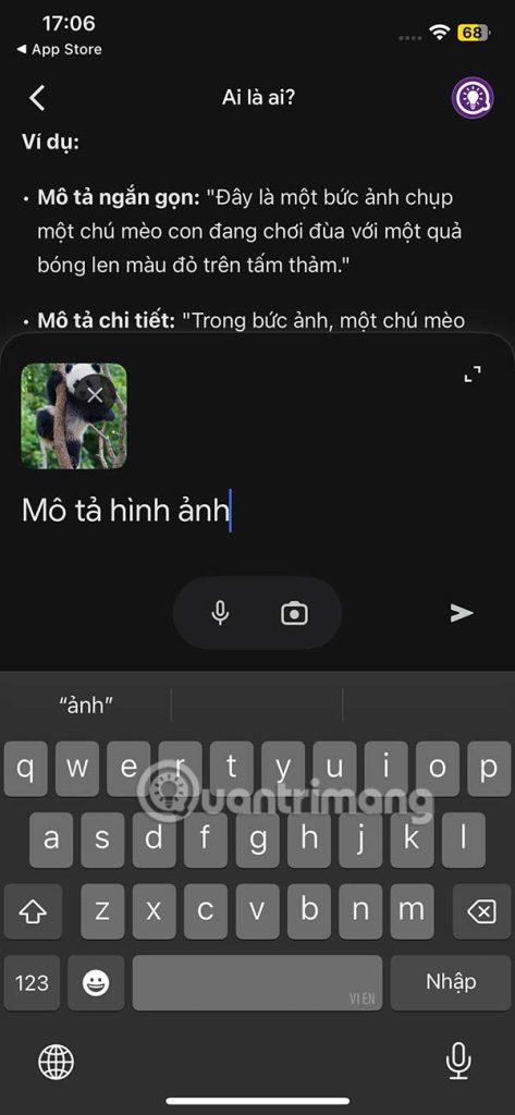 Gửi hình ảnh trên Gemini