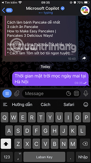 Thông tin thời gian thực trên Copilot 