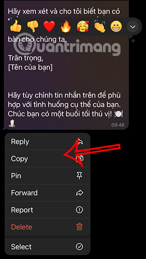 Copy nội dung tin nhắn 