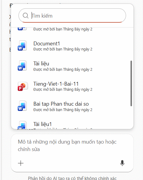 Tùy chọn tải tài liệu lên Copilot PowerPoint