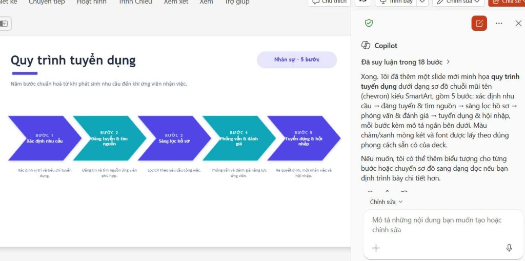 Tạo sơ đồ và biểu đồ trong slide bằng Copilot PowerPoint