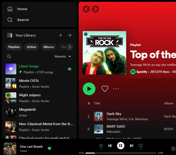 Mở playlist Spotify trên Edge