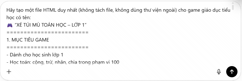 Câu lệnh tạo game xé túi mù trên ChatGPT