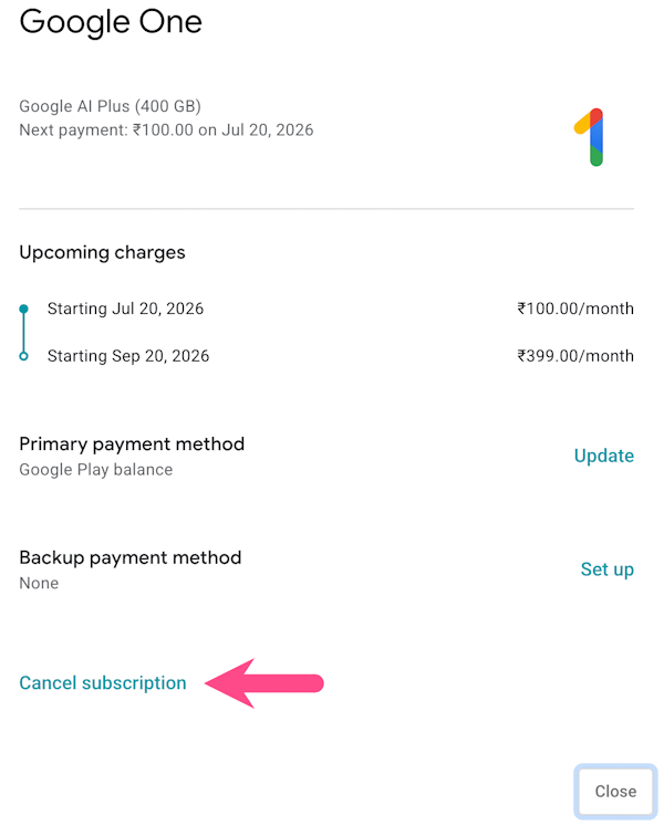 Hủy gói đăng ký Gemini AI thông qua Google One