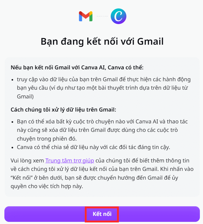 Kết nối Gmail trên Canva 