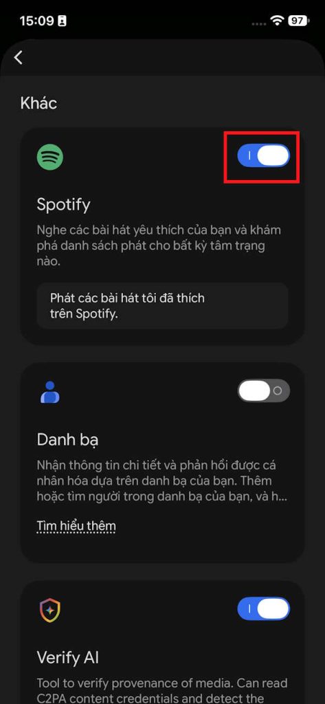 Sử dụng Spotify trong Gemini