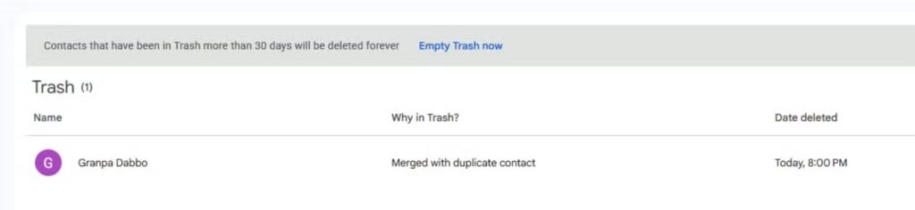 Các liên hệ trùng lặp được hợp nhất trên Google Contacts