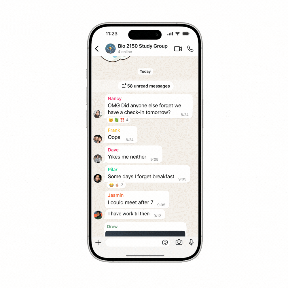 Meta AI tóm tắt các tin nhắn chưa đọc trên WhatsApp