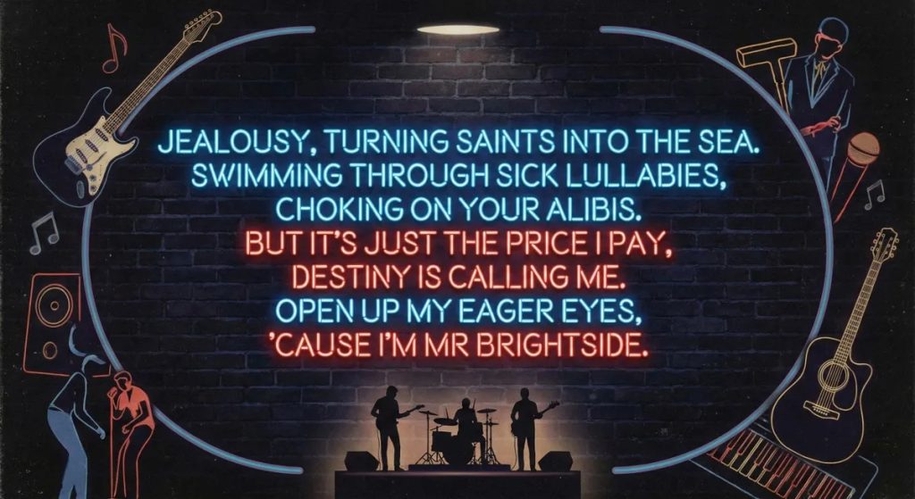 Hình ảnh do AI tạo ra về đoạn điệp khúc của bài hát Mr. Brightside của The Killers