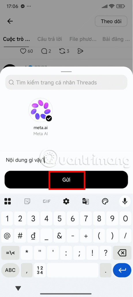 Hỏi bài đăng Threads trên Meta AI