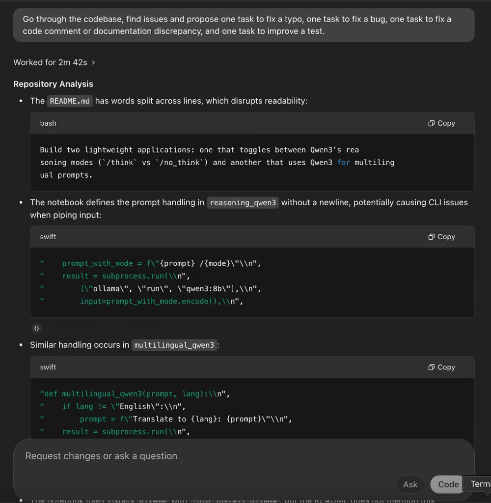 Nhiệm vụ sửa lỗi cơ bản trên Codex của OpenAI