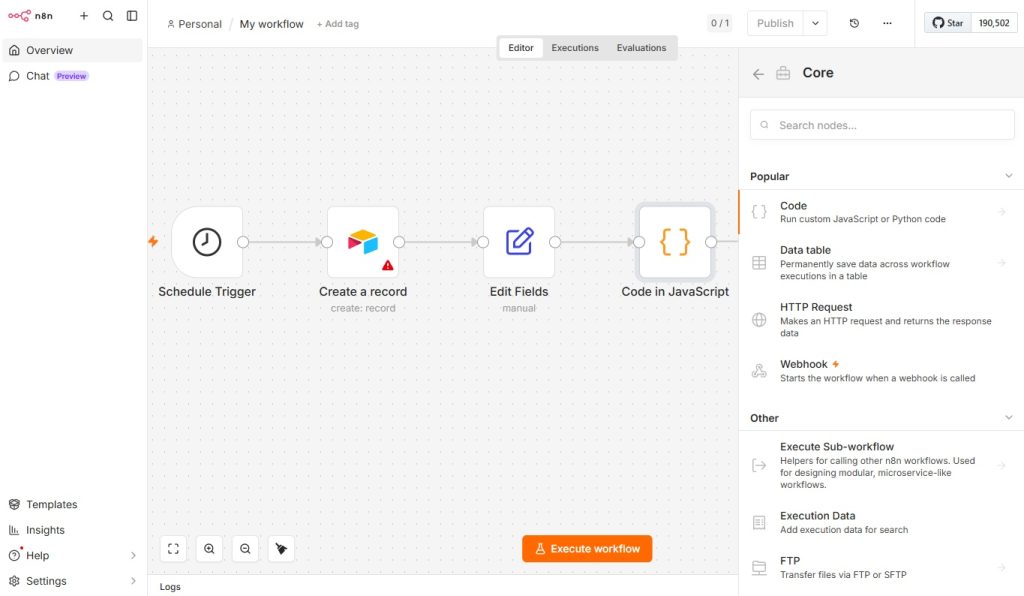 Trình tạo workflow trong n8n