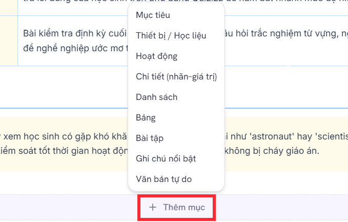 Thêm mục soạn giáo án trên AutoExam.ai