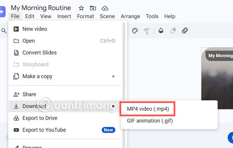 Tải video AI trên Google Vids