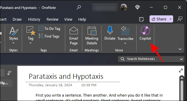 Sử dụng Copilot trong OneNote 