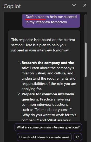 Lên kế hoạch qua ghi chú OneNote bằng Copilot
