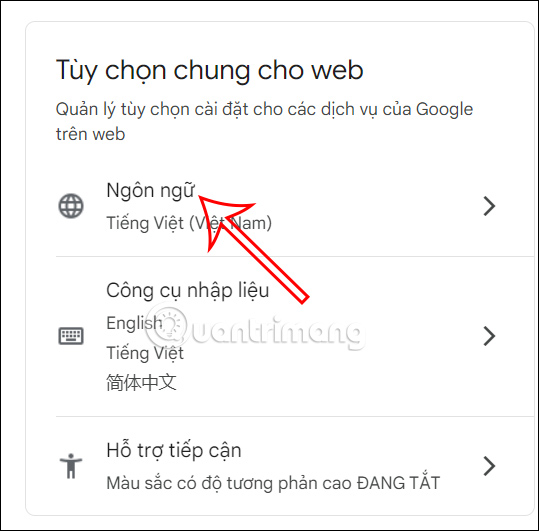 Chỉnh ngôn ngữ Google 