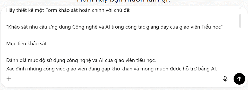 Yêu cầu ChatGPT tạo nội dung Google Form