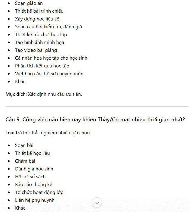 Nội dung Google Form tạo ChatGPT