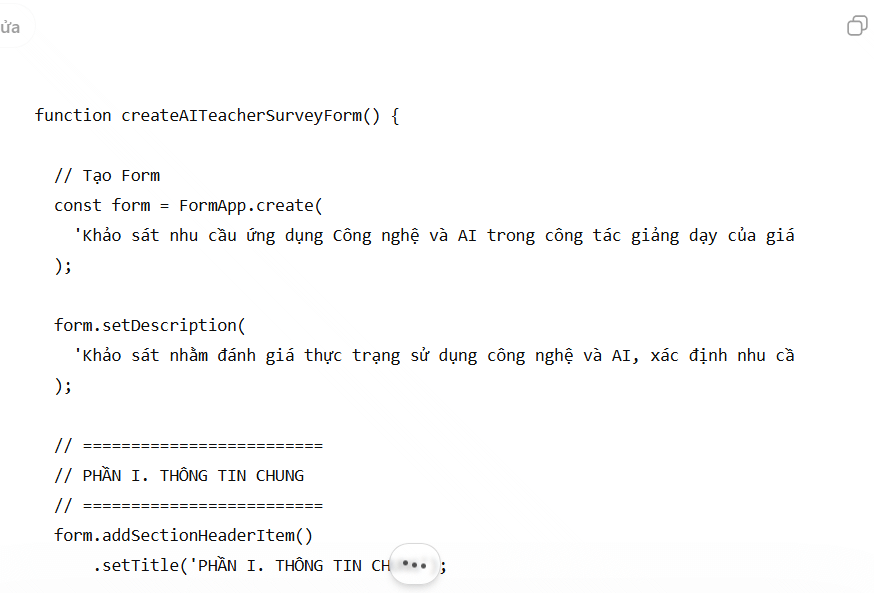 Mã Google Apps Script cho Google Form