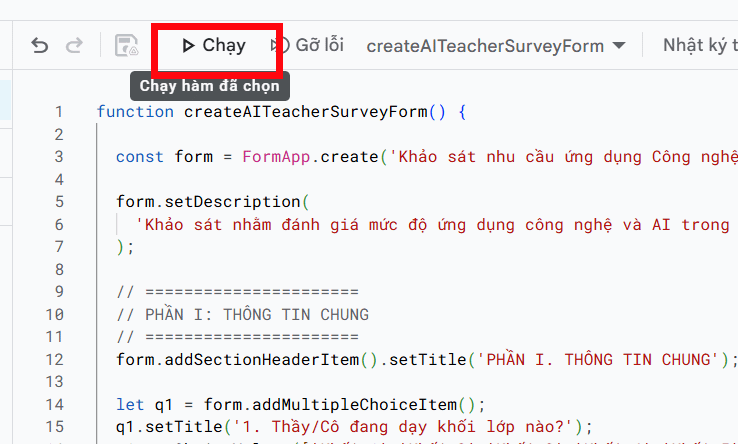 Paste mã từ ChatGPT vào Google Apps Script