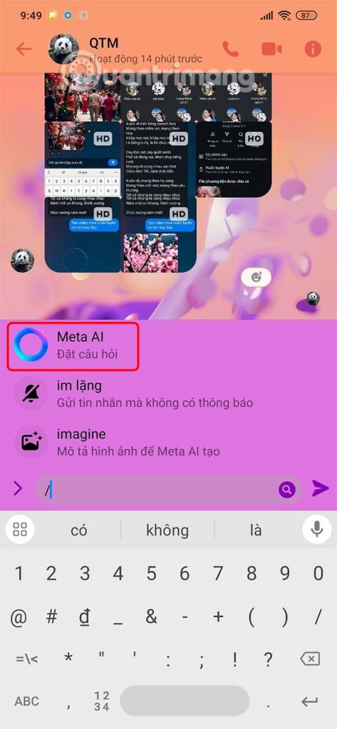 Chọn tạo ảnh AI trong đoạn chat Messenger