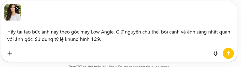 Câu lệnh tạo ảnh chụp góc máy trên ChatGPT