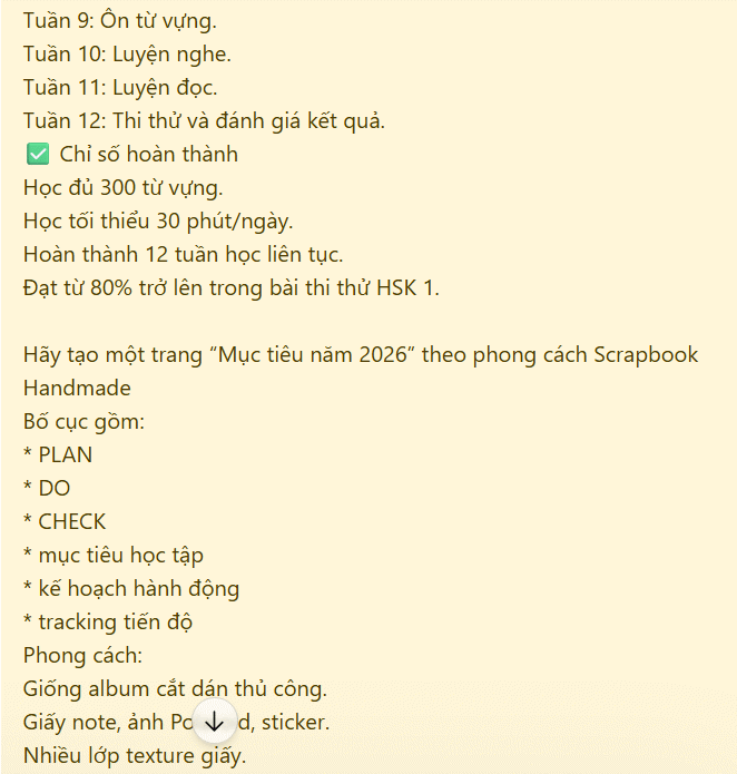 Lệnh tạo ảnh kế hoạch mục tiêu trên ChatGPT