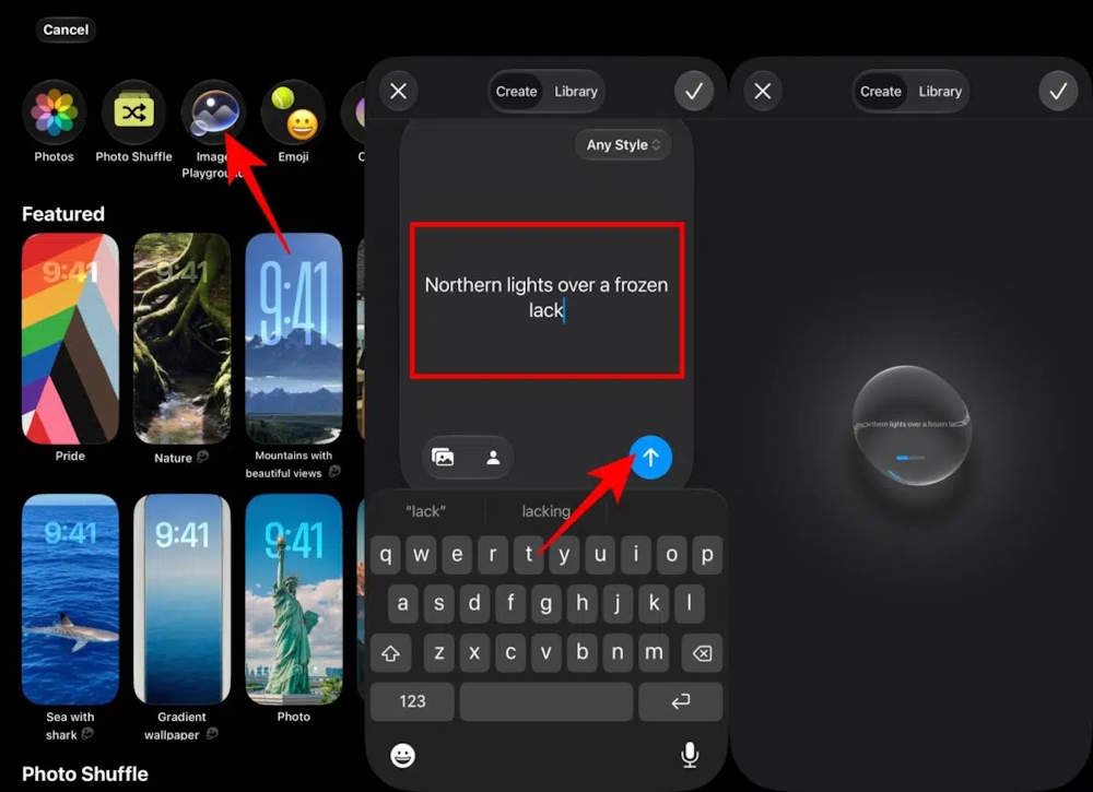 Nhập mô tả ảnh nền AI muốn tạo trên iPhone