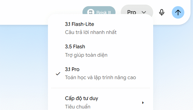 Chế độ Pro trên Gemini