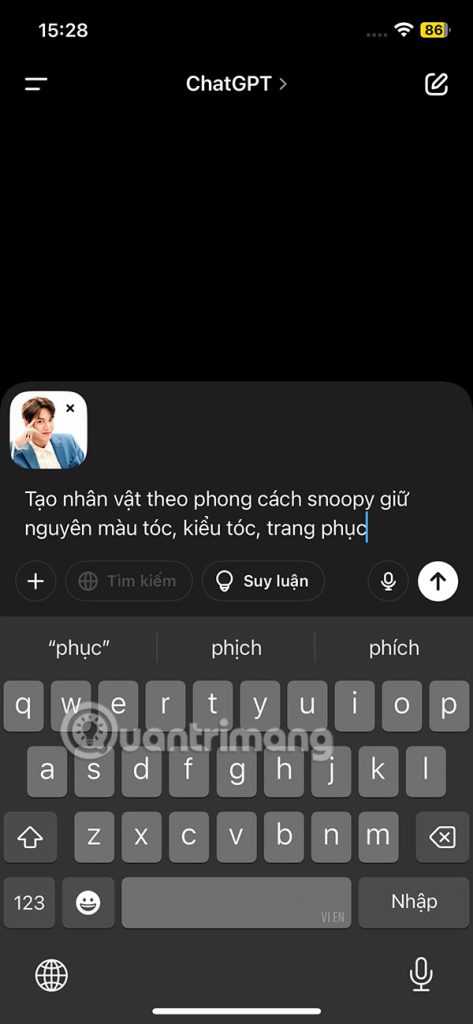 Tạo ảnh Snoopy trên ChatGPT