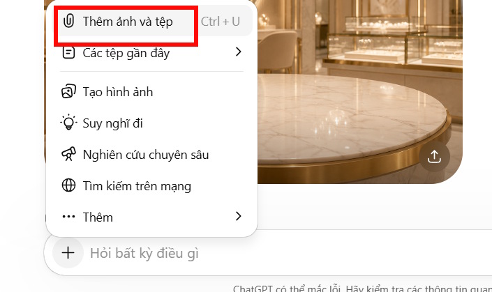 Tải ảnh lên ChatGPT