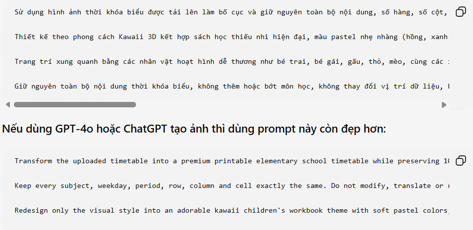 Câu lệnh làm ảnh thời khóa biểu