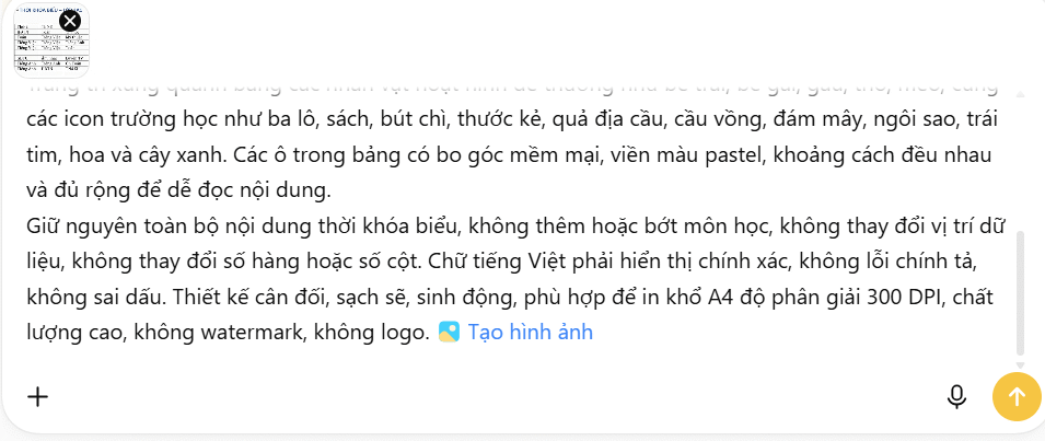 Tạo ảnh thời khóa biểu