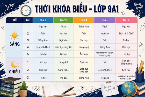 Câu lệnh tạo thời khóa biểu