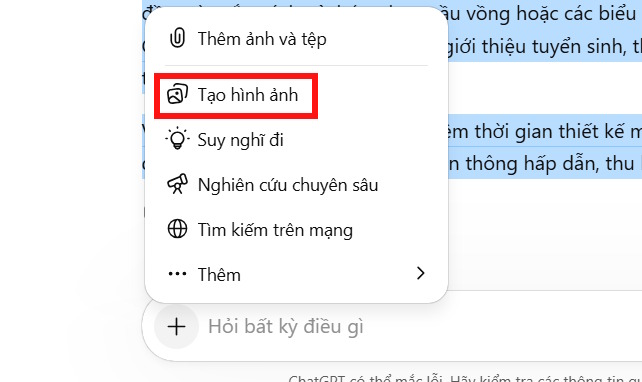 Tạo hình ảnh trên ChatGPT