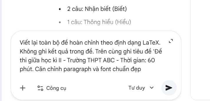 Chuyển nội dung sang mã LaTex