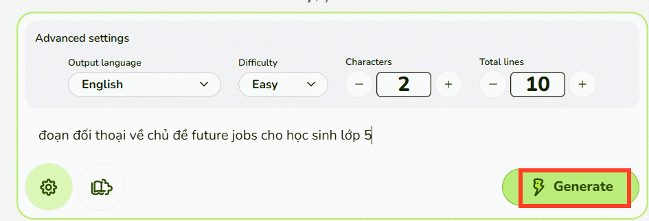 Mô tả đoạn hội thoại Dialogue Educaplay