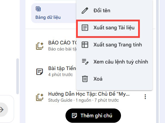 Tải dữ liệu trên NotebookLM