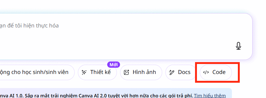 Code trên Canva AI
