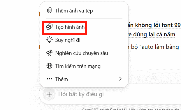 Tạo hình ảnh trên ChatGPT