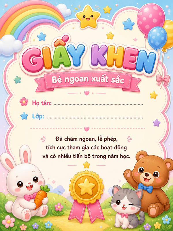 Tạo giấy khen mầm non trên ChatGPT