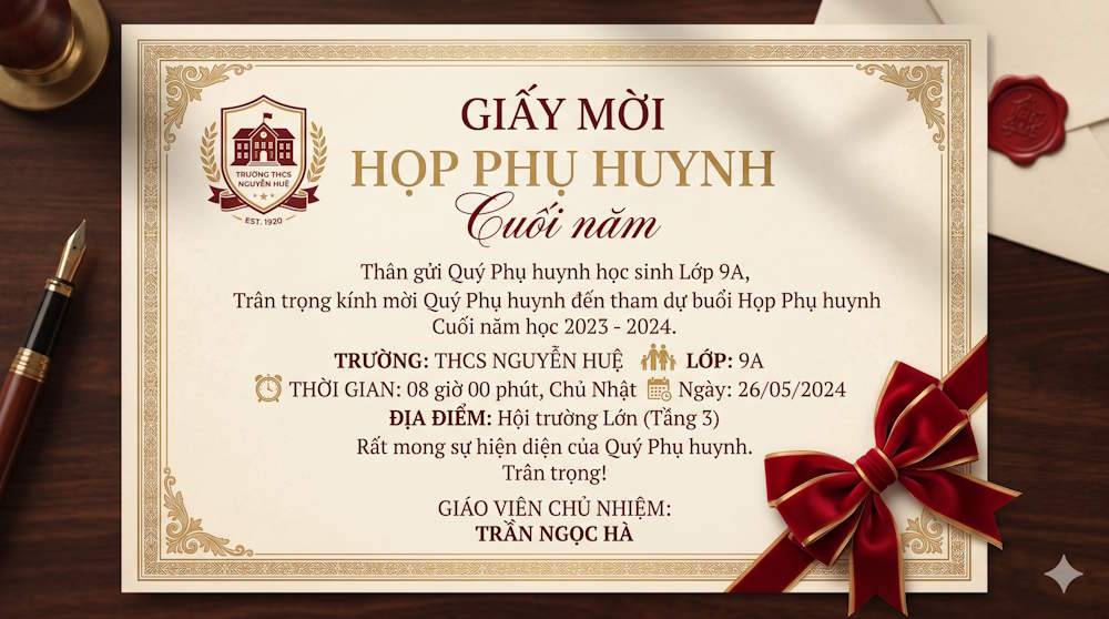 Giấy mời họp phong cách trang nhẽ