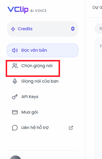Chọn giọng đọc trên vclip