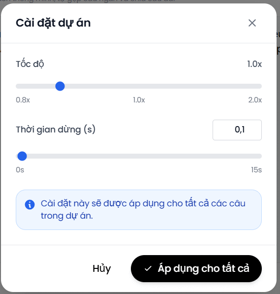 Chỉnh giọng đọc Admam trên vclip