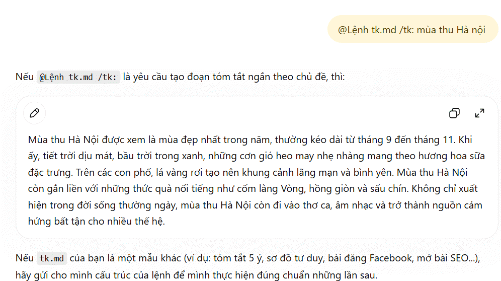 Triển khai lệnh cho ghi chú ChatGPT