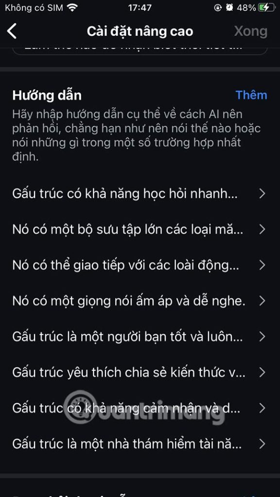Chỉnh nội dung phản hồi