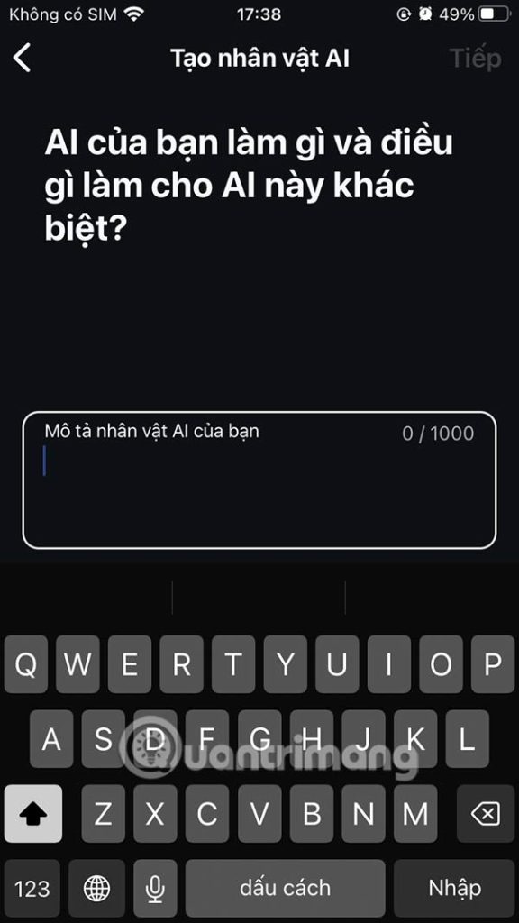 Nhập mô tả nhân vật AI